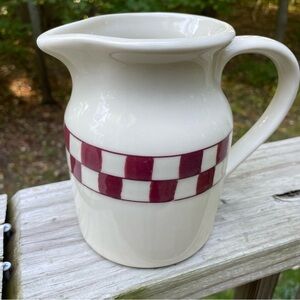 Hartstone Pottery Stoneware Red Check Farmhouse Holiday 6” Pitcher Vase